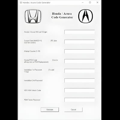 Honda Code Generator Immobilizer Tool - Password Utility