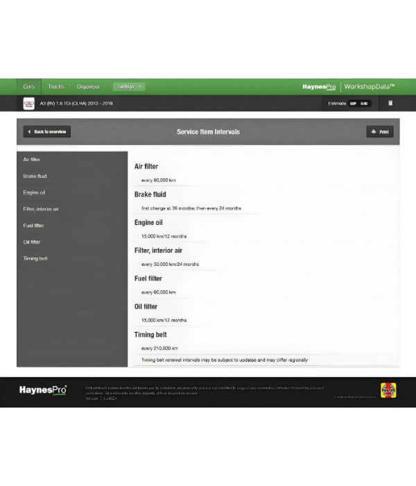 HaynesPro WorkshopData Car Edition - Official Online Technical Repair Portal