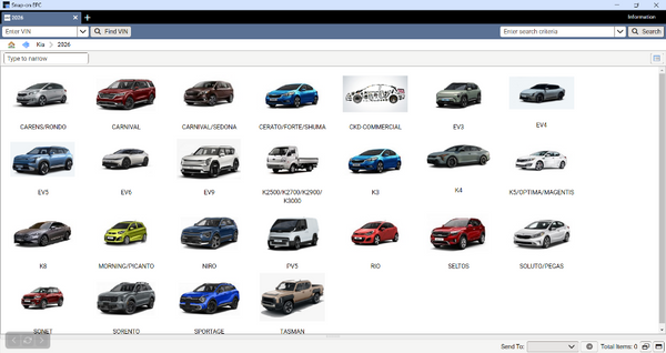 Kia Snap-on EPC electronic parts catalog for OEM vehicle parts identification