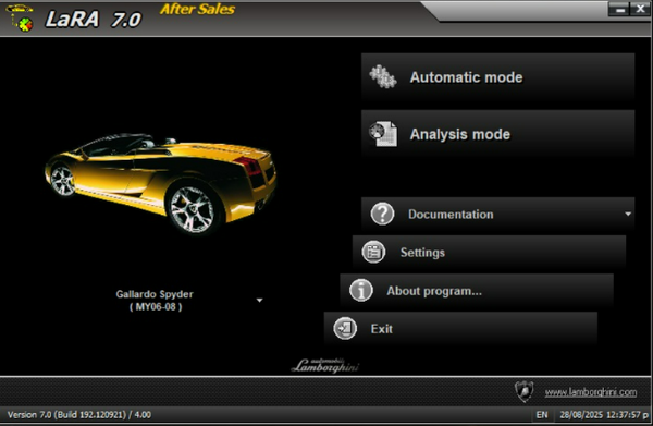 Lamborghini LARA 7.0 - Official OEM Diagnostic Software for Gallardo & Murciélago