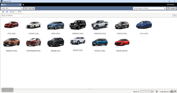 Nissan Snap-on EPC electronic parts catalog for OEM vehicle parts identification
