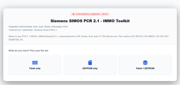 Siemens SIMOS PCR2.1 tool for ECU programming, diagnostics, and control unit operations